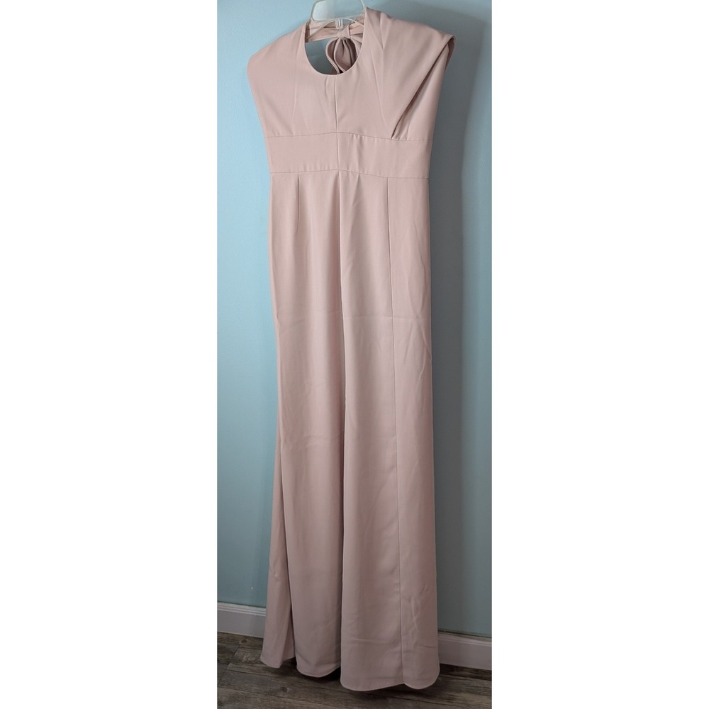 After Six Formal Gown Womens 4 Blush Pink Excellent Bow Neck Maxi Dress Slit